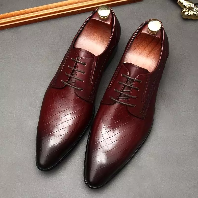 Men  Dress Shoes -  Weaved Style Oxford Leather Shoes