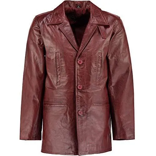 Men's Max Payne Wine Red Leather Coat