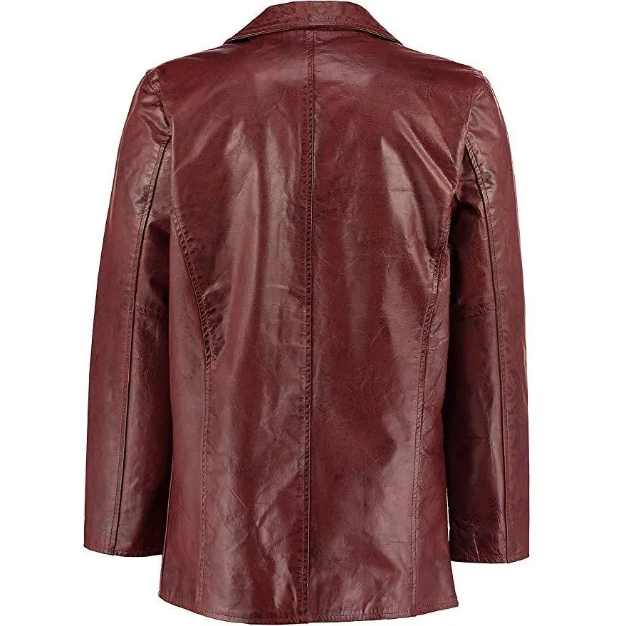 Men's Max Payne Wine Red Leather Coat