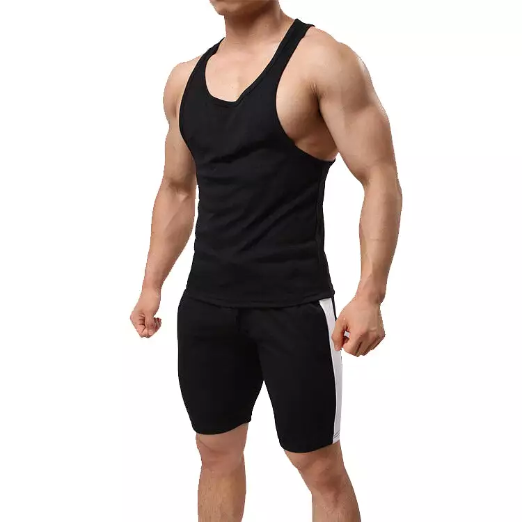 Men's Sports Vest Summer Sportswear Set Cotton Sleeveless Sling Sports Suit Men's Clothing Casual Fitness Running Sports Trainin