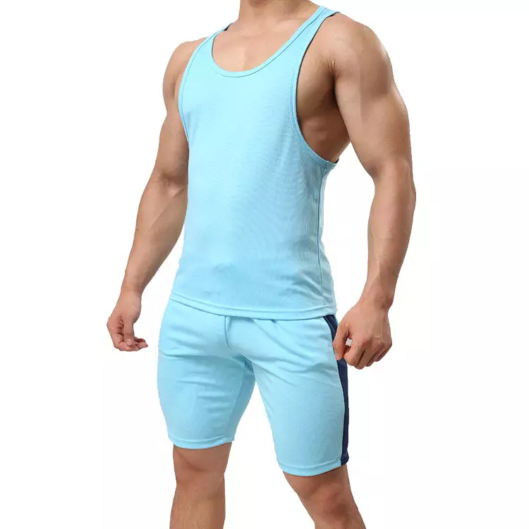 Men's Sports Vest Summer Sportswear Set Cotton Sleeveless Sling Sports Suit Men's Clothing Casual Fitness Running Sports Trainin