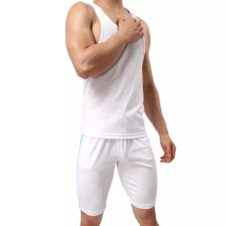 Men's Sports Vest Summer Sportswear Set Cotton Sleeveless Sling Sports Suit Men's Clothing Casual Fitness Running Sports Trainin