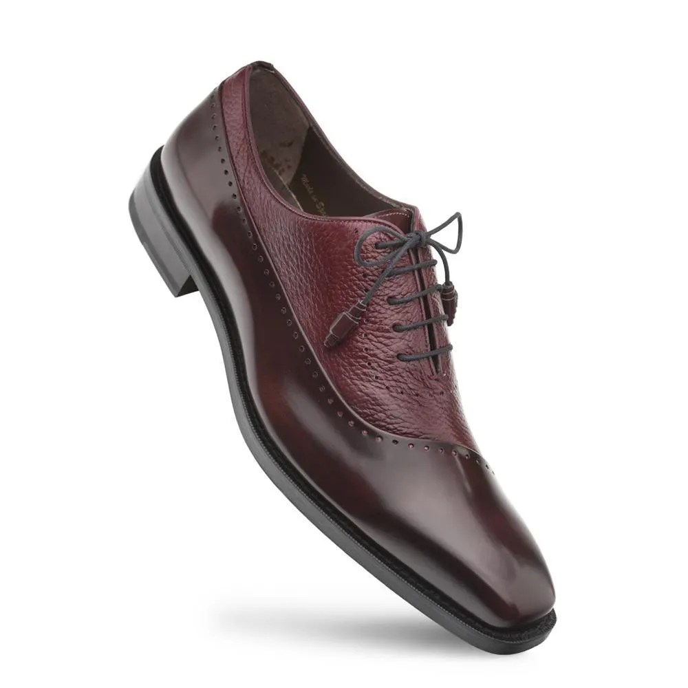 Mezlan 16409 Postdam Men's Shoes Burgundy Deer / Calf-Skin Leather Oxfords (MZ3376)