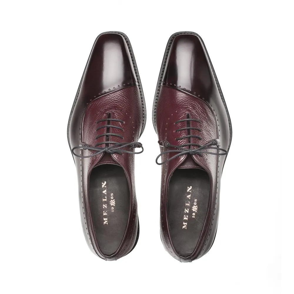 Mezlan 16409 Postdam Men's Shoes Burgundy Deer / Calf-Skin Leather Oxfords (MZ3376)