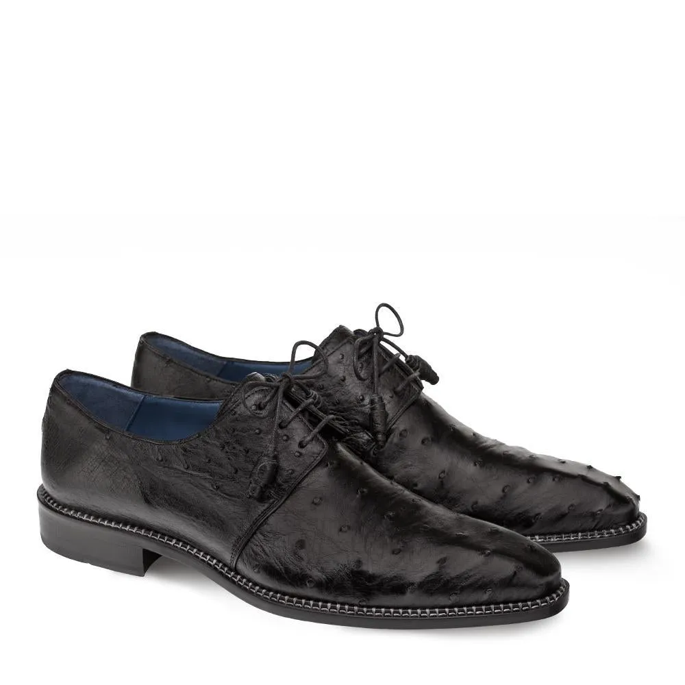 Mezlan 4732-S Tillson Men's Shoes Black Exotic Ostrich Derby Oxfords (MZ3299)