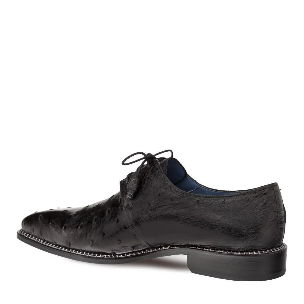 Mezlan 4732-S Tillson Men's Shoes Black Exotic Ostrich Derby Oxfords (MZ3299)