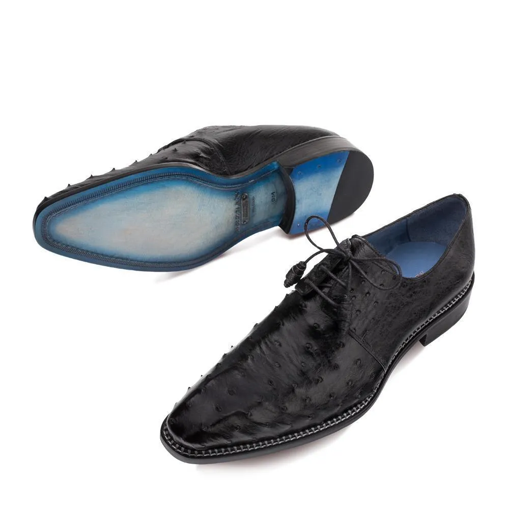 Mezlan 4732-S Tillson Men's Shoes Black Exotic Ostrich Derby Oxfords (MZ3299)