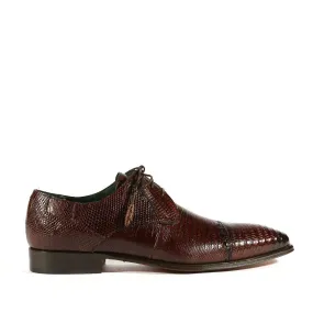 Mezlan 4818-L Men's Shoes Brown Exotic Genuine Lizard Derby Cap-Toe Oxfords (MZS3368)