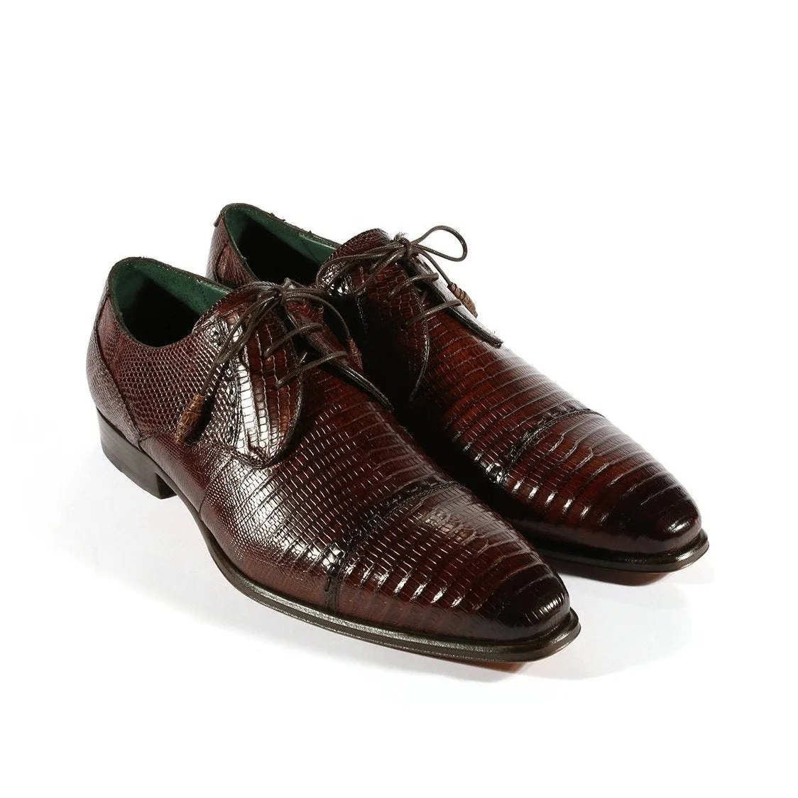 Mezlan 4818-L Men's Shoes Brown Exotic Genuine Lizard Derby Cap-Toe Oxfords (MZS3368)