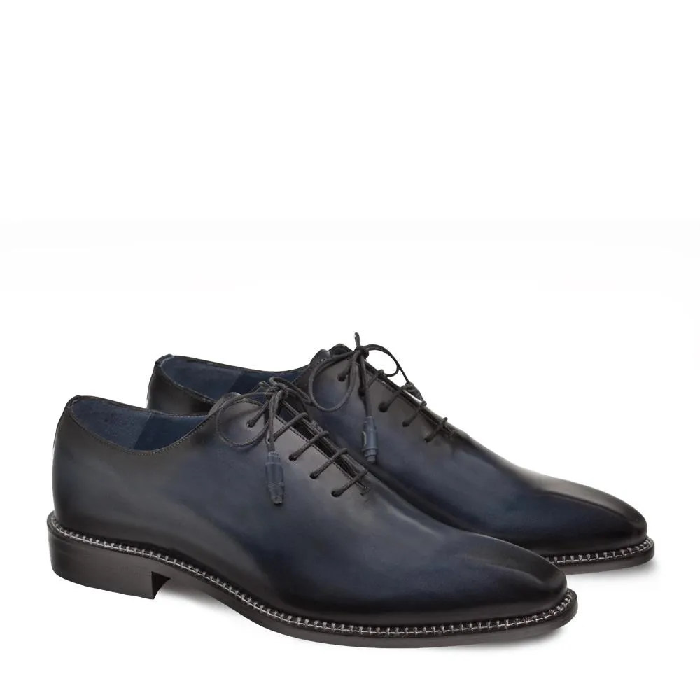 Mezlan Enterprise 9744 Men's Shoes Blue Plain Calf-Skin Leather Oxfords (MZ3239)