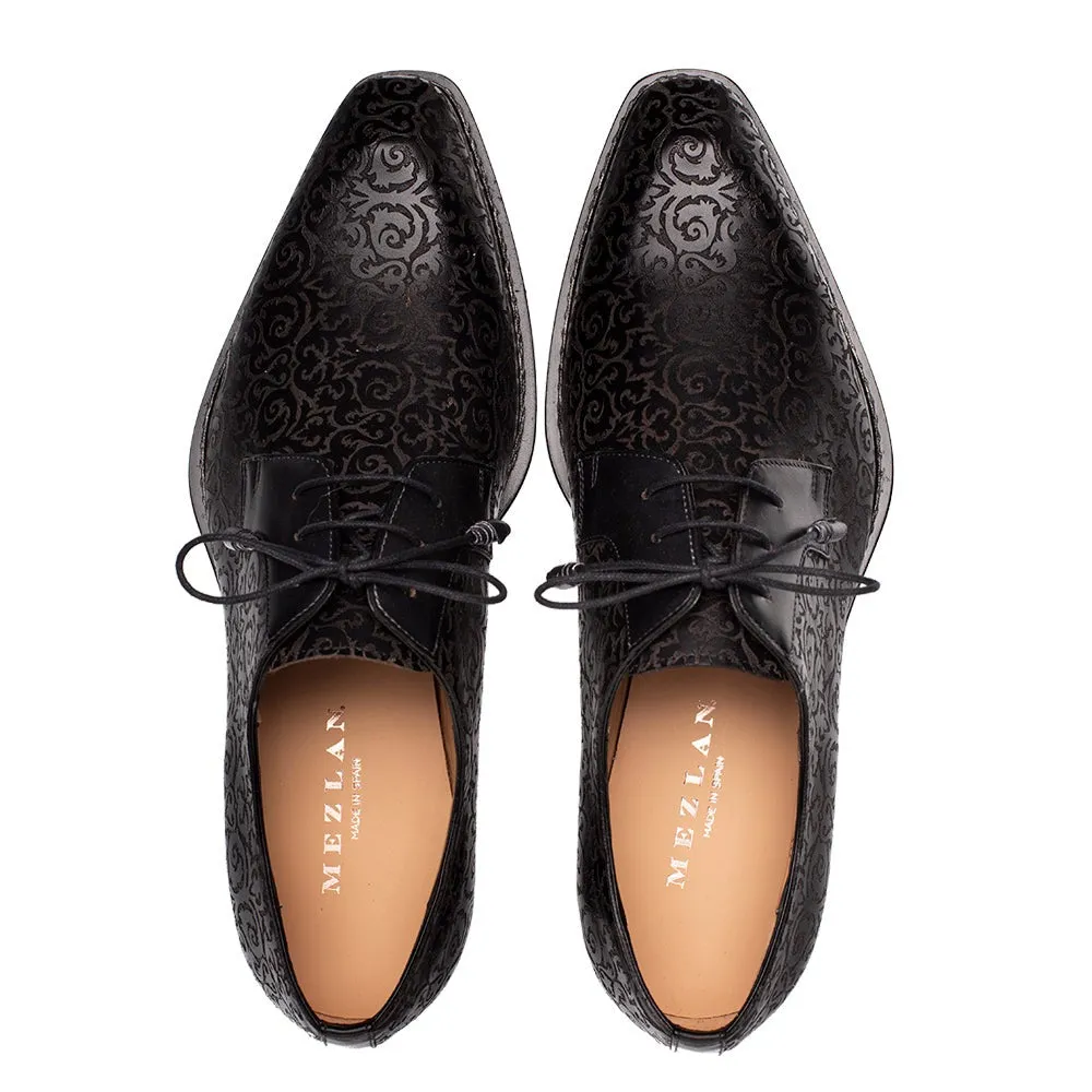 Mezlan Lontani 21039 Men's Shoes Black Embossed Calf-Skin Leather Derby Oxfords (MZ3707)