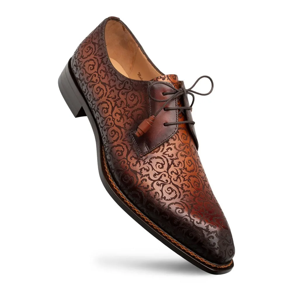 Mezlan Lontani 21039 Men's Shoes Cognac & Rust Embossed Calf-Skin Leather Derby Oxfords (MZ3706)