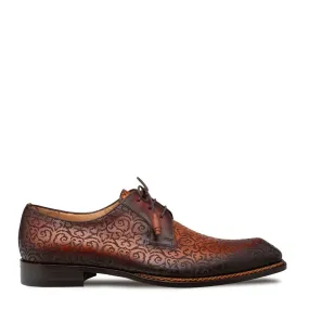 Mezlan Lontani 21039 Men's Shoes Cognac & Rust Embossed Calf-Skin Leather Derby Oxfords (MZ3706)