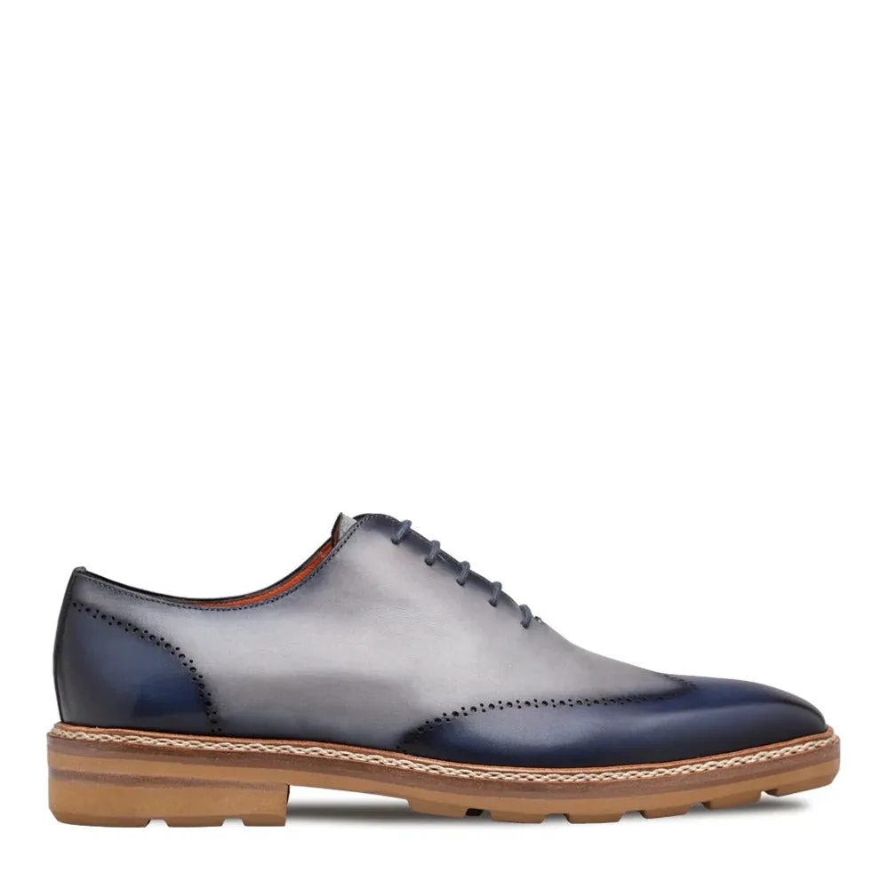 Mezlan R20664 Men's Shoes Navy & Gray Calf-Skin Leather Lightweight Oxfords (MZ3599)