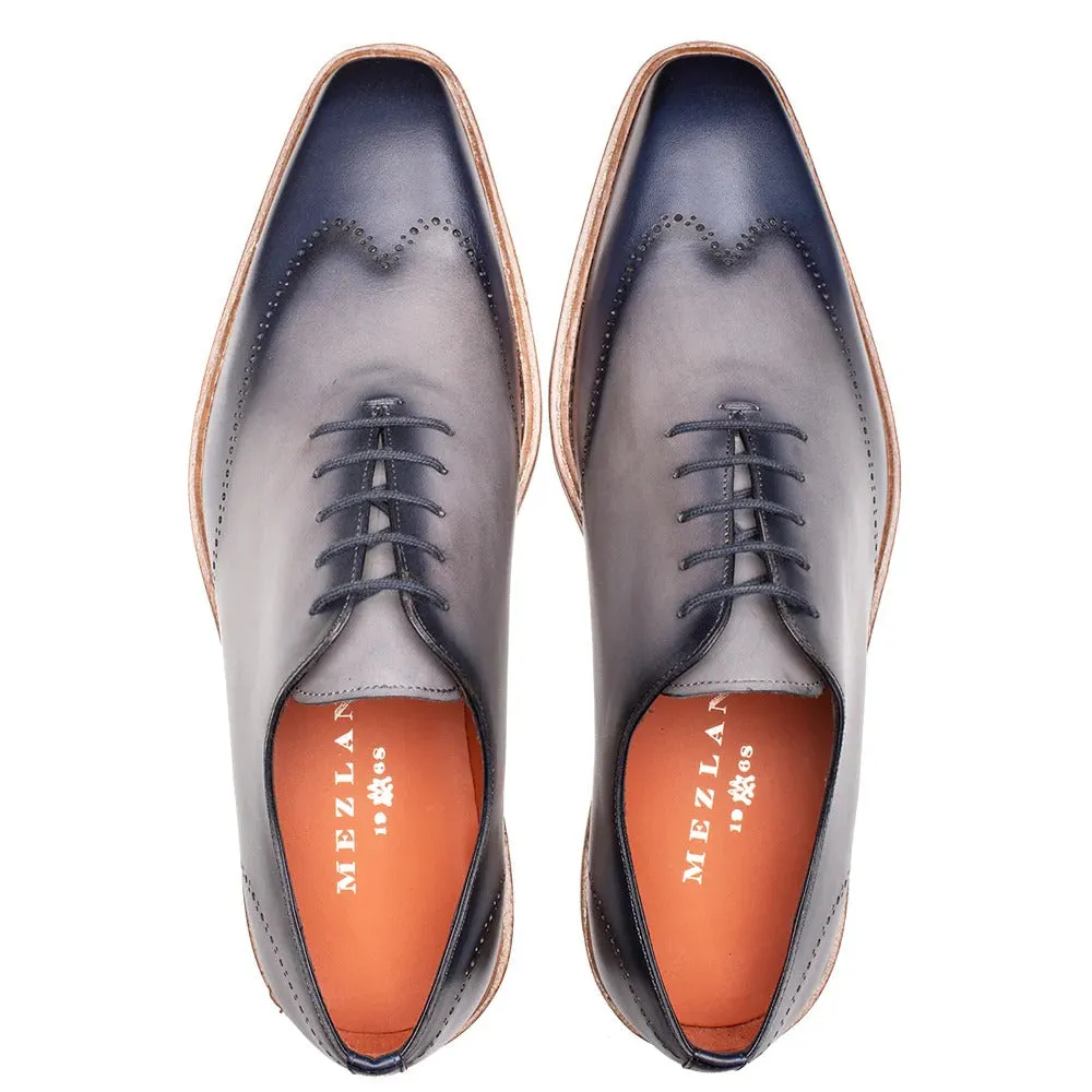 Mezlan R20664 Men's Shoes Navy & Gray Calf-Skin Leather Lightweight Oxfords (MZ3599)