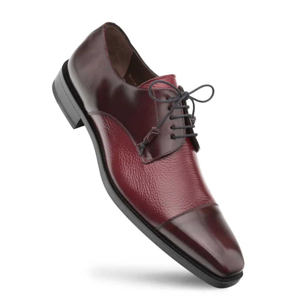 Mezlan Soka 15089 Men's Designer Shoes Burgundy Deer-Skin / Calf-Skin Leather Wingtip Oxfords 15089 (MZ3189)