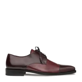 Mezlan Soka 15089 Men's Designer Shoes Burgundy Deer-Skin / Calf-Skin Leather Wingtip Oxfords 15089 (MZ3189)