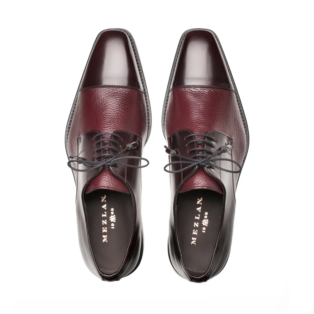 Mezlan Soka 15089 Men's Designer Shoes Burgundy Deer-Skin / Calf-Skin Leather Wingtip Oxfords 15089 (MZ3189)