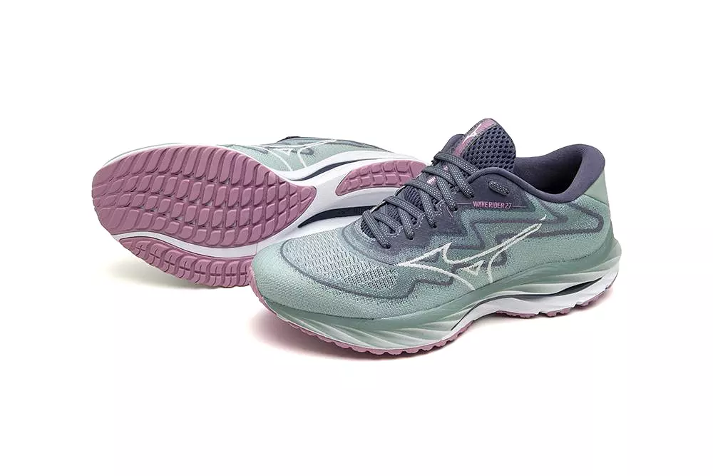 Mizuno Women's Wave Rider 27 SSW - Blue Surf/Snow White