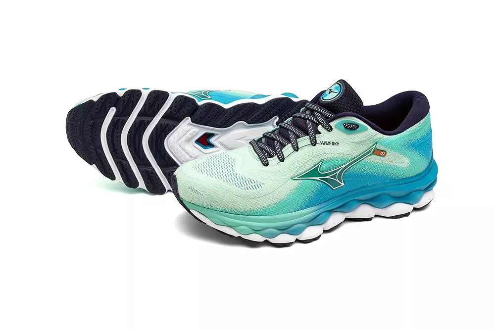 Mizuno Women's Wave Sky 7 - Beveled Glass/White