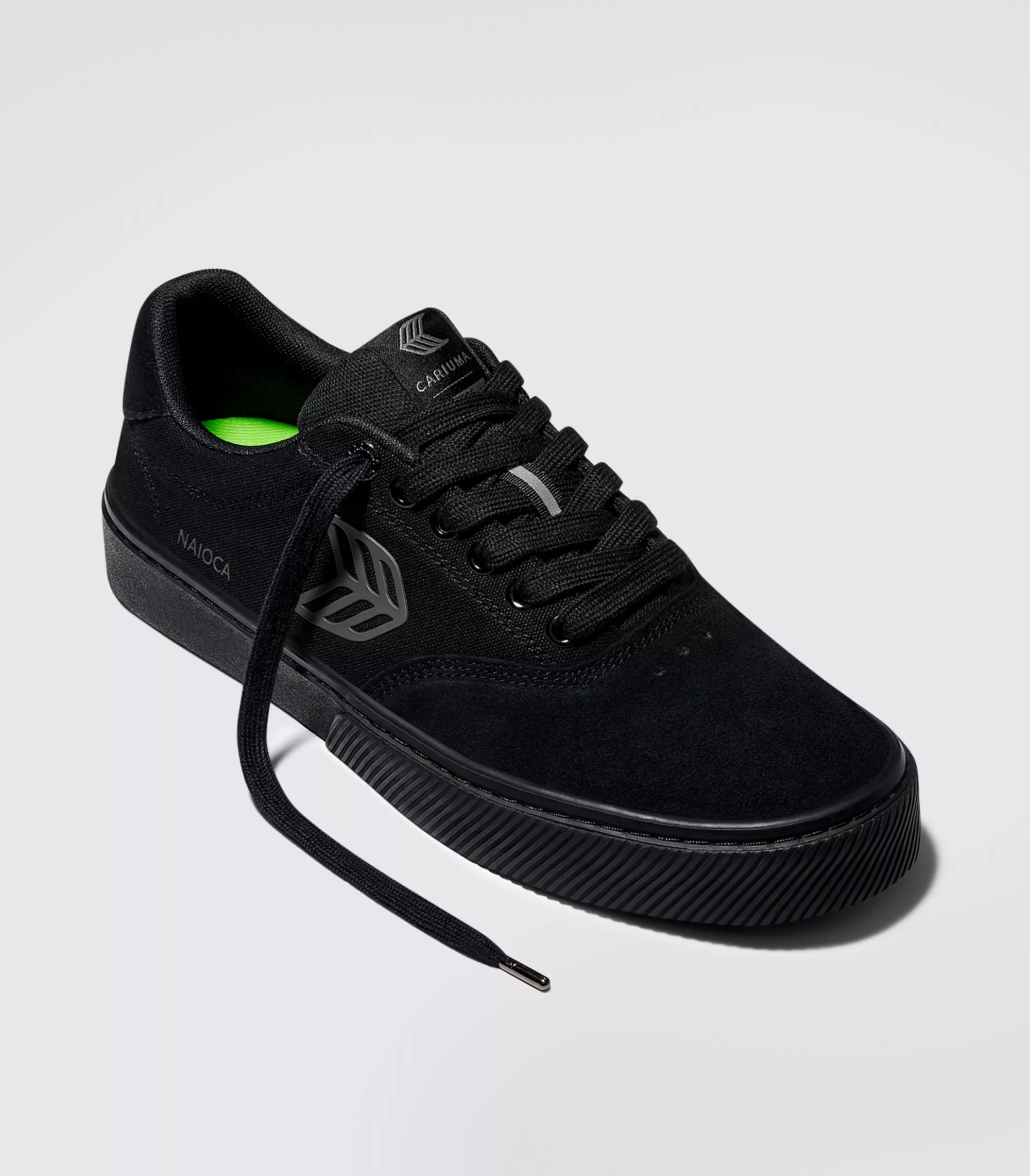 NAIOCA PRO All Black Suede and Canvas Ash Grey Logo Sneaker Women