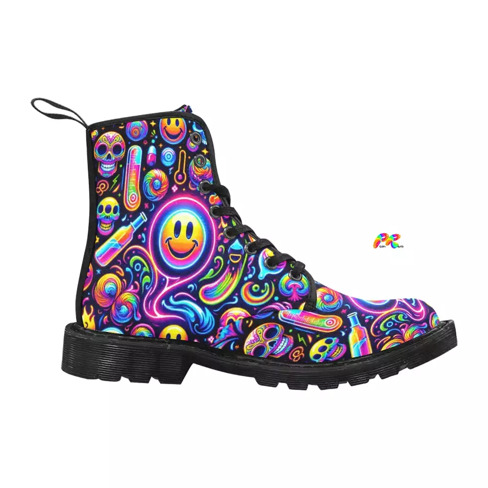 Neon Bliss Men's Canvas Rave Boots