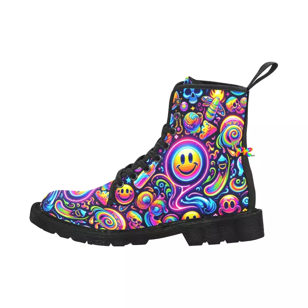 Neon Bliss Men's Canvas Rave Boots