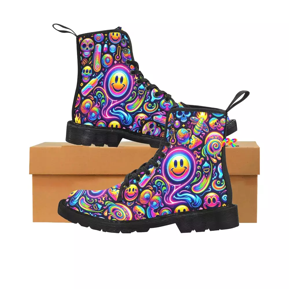 Neon Bliss Men's Canvas Rave Boots