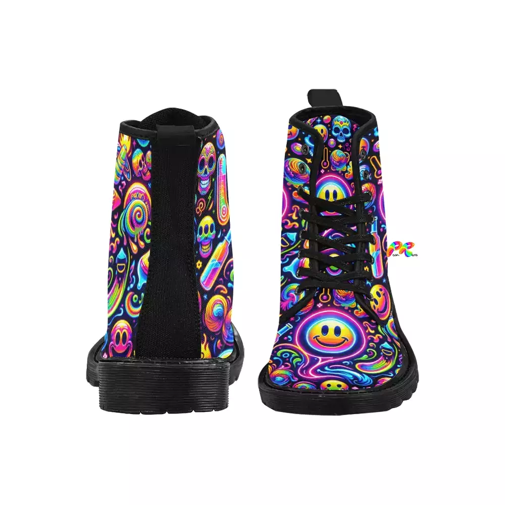 Neon Bliss Men's Canvas Rave Boots