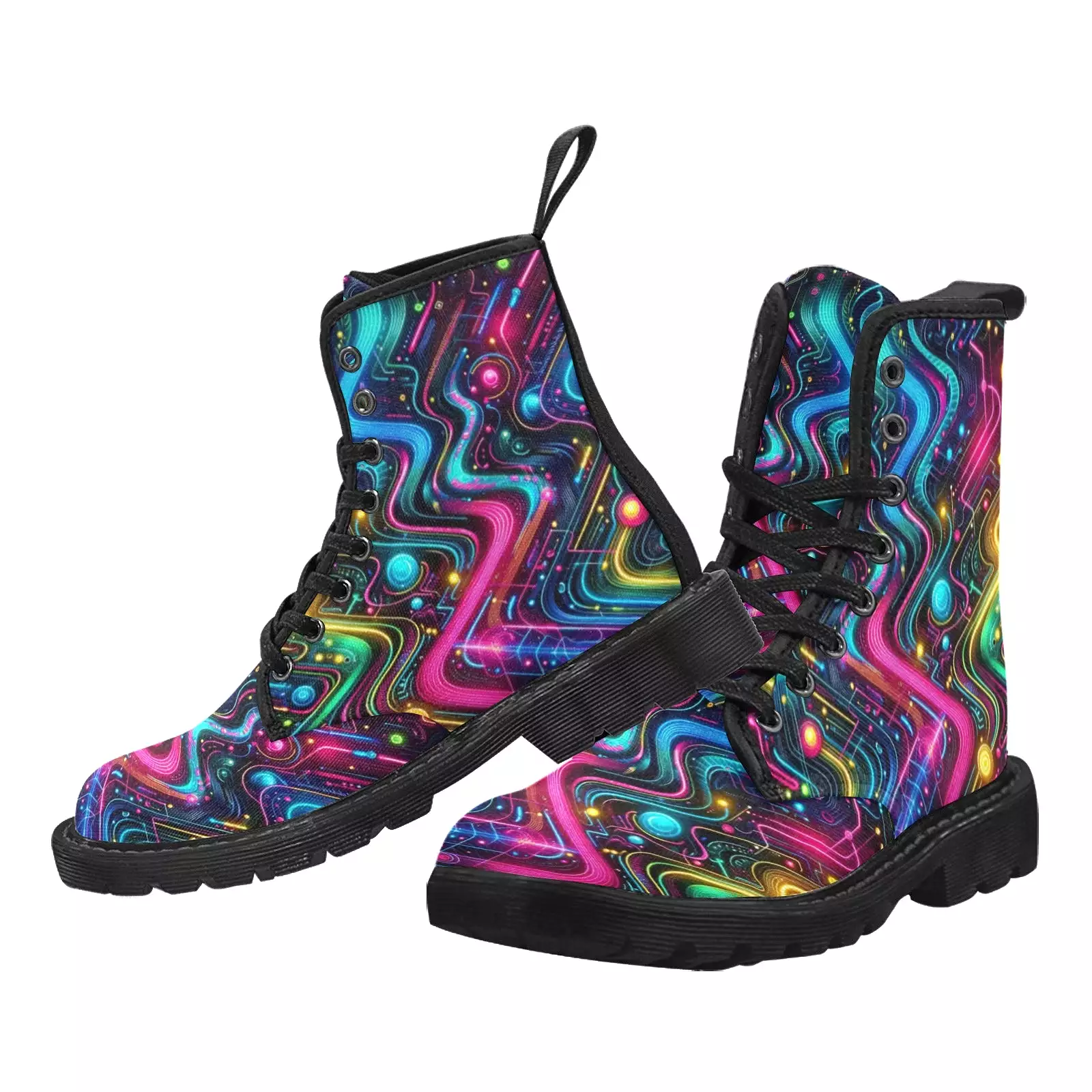 Neon Pulse Men's Canvas Rave Boots