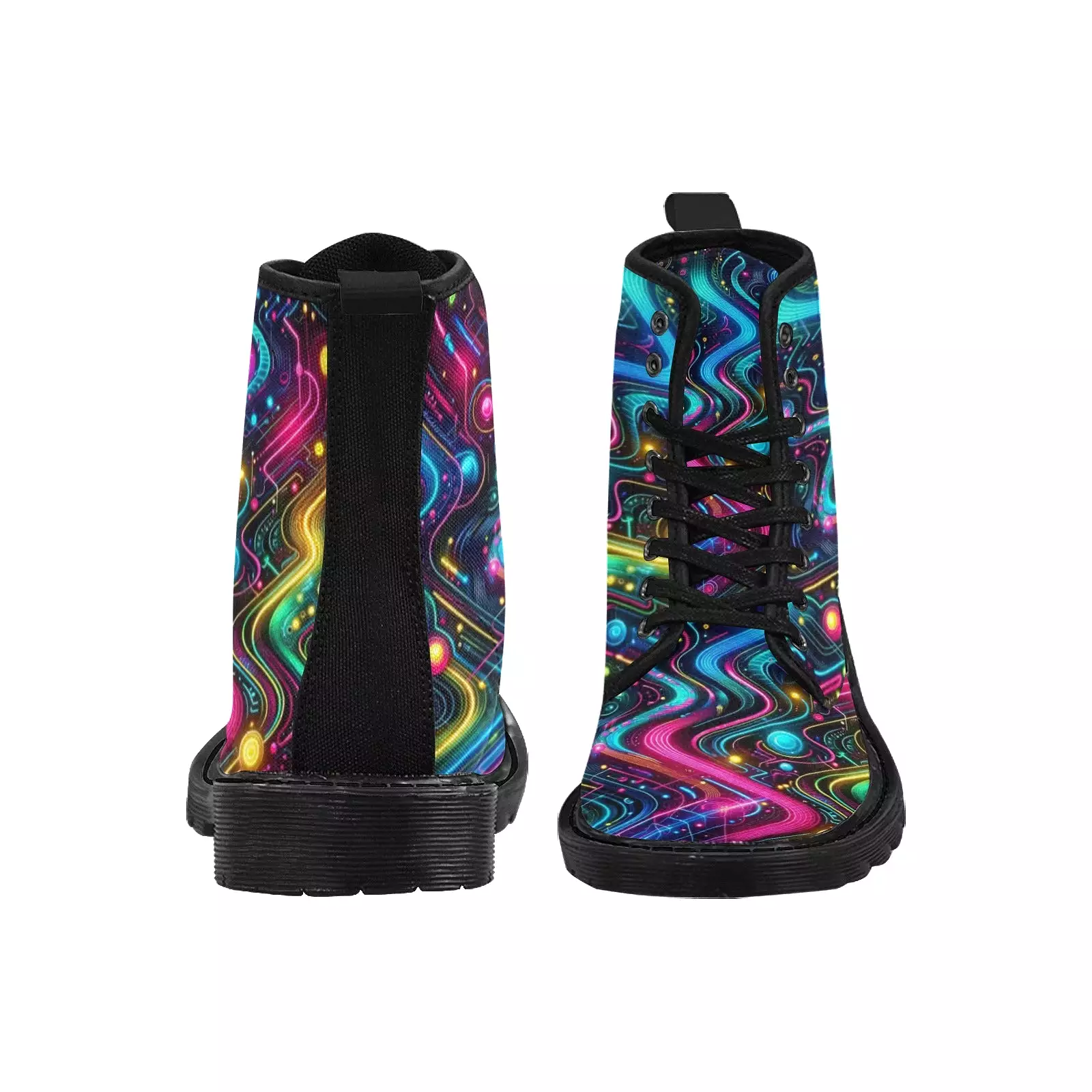 Neon Pulse Men's Canvas Rave Boots