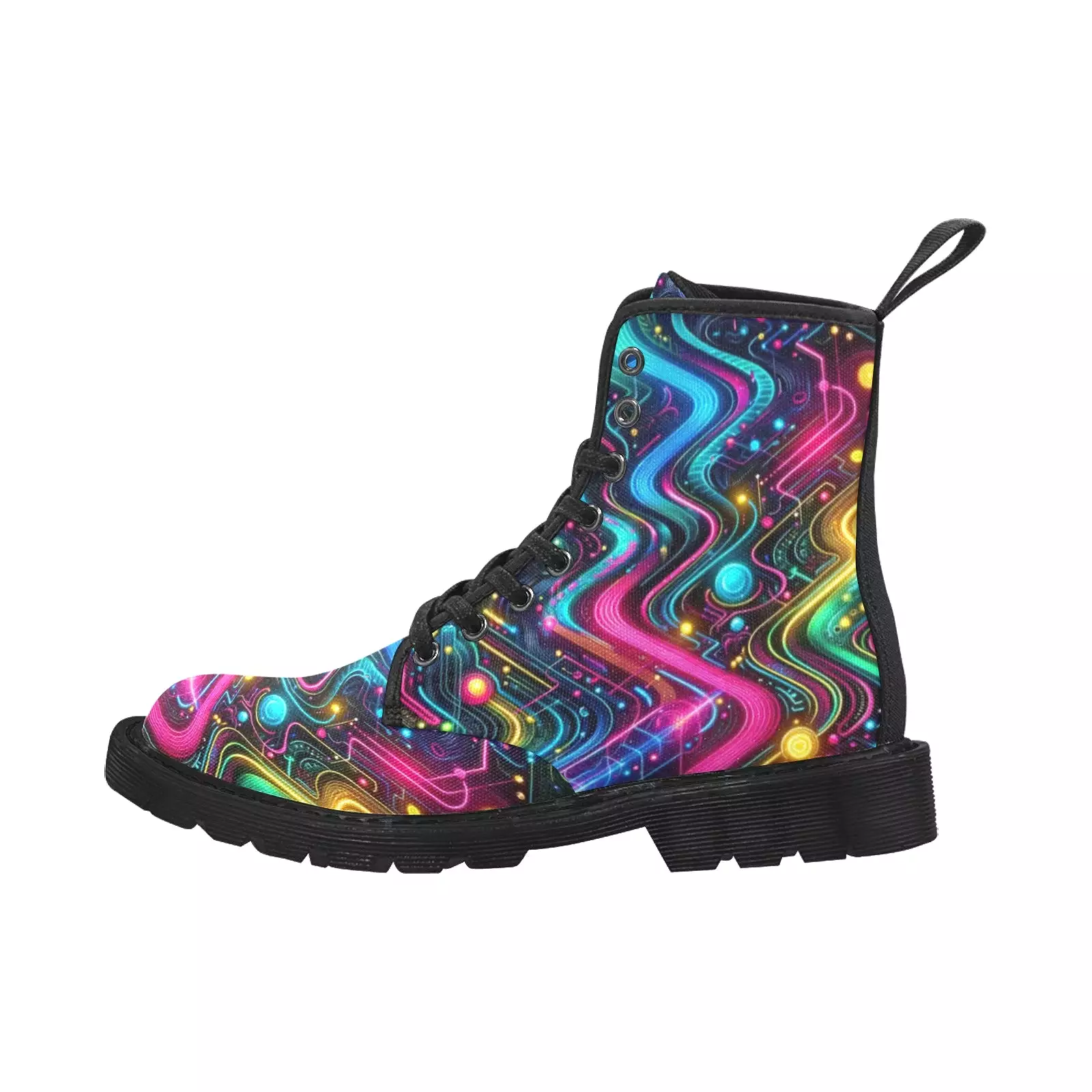 Neon Pulse Men's Canvas Rave Boots