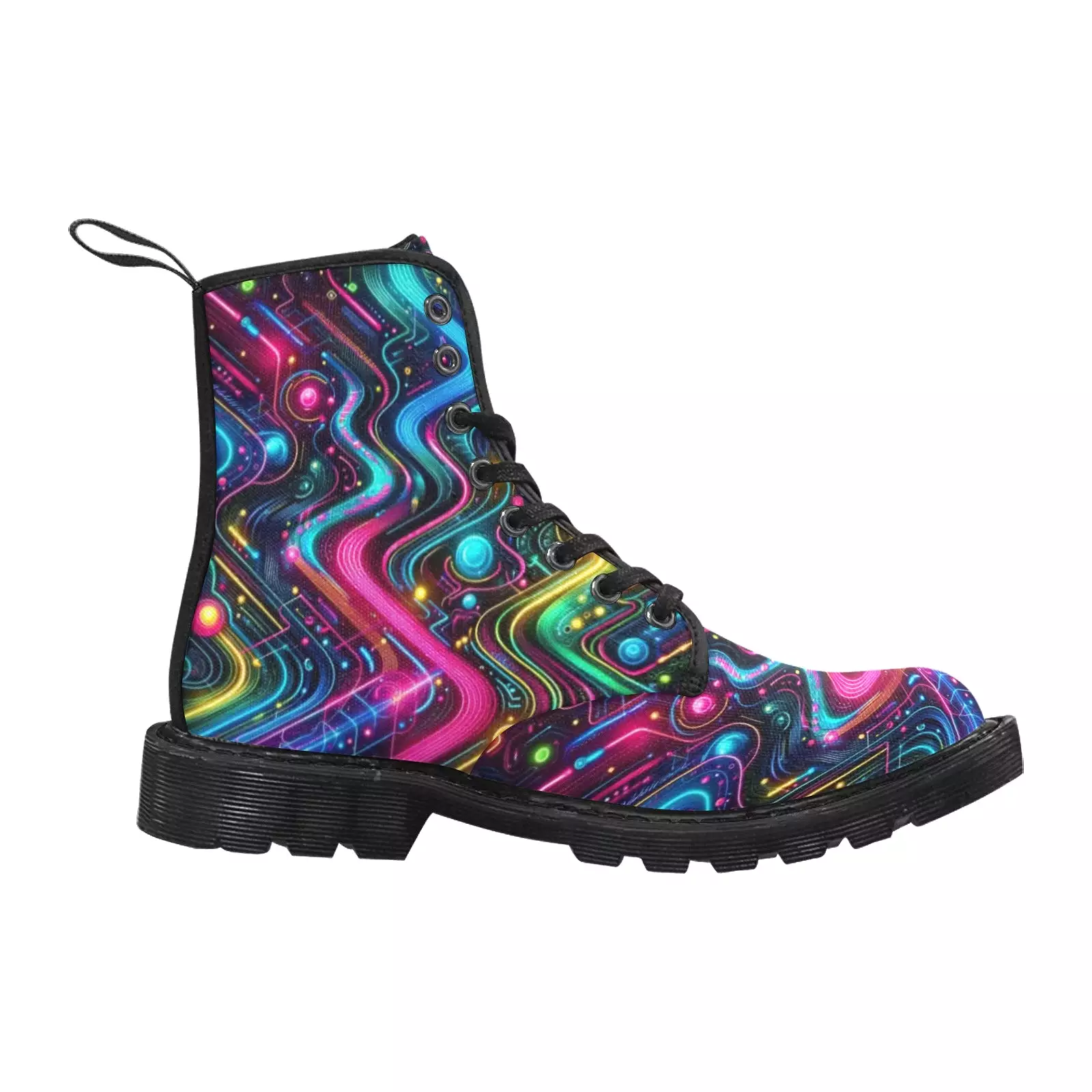 Neon Pulse Men's Canvas Rave Boots