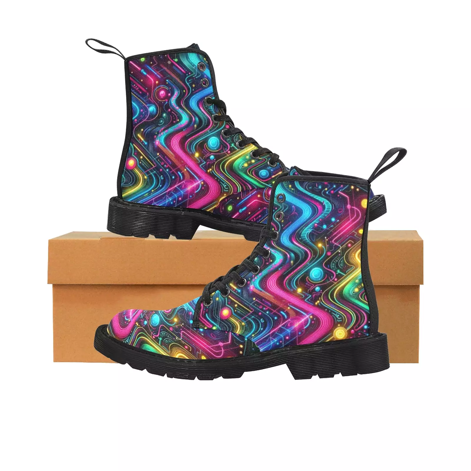 Neon Pulse Men's Canvas Rave Boots