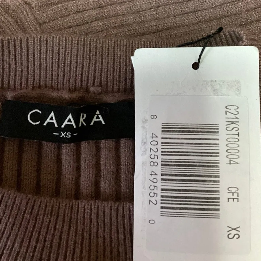 NEW Anthropologie Caara Brown Ribbed Knit Mock Bolero Crop Sweater Top Size XS