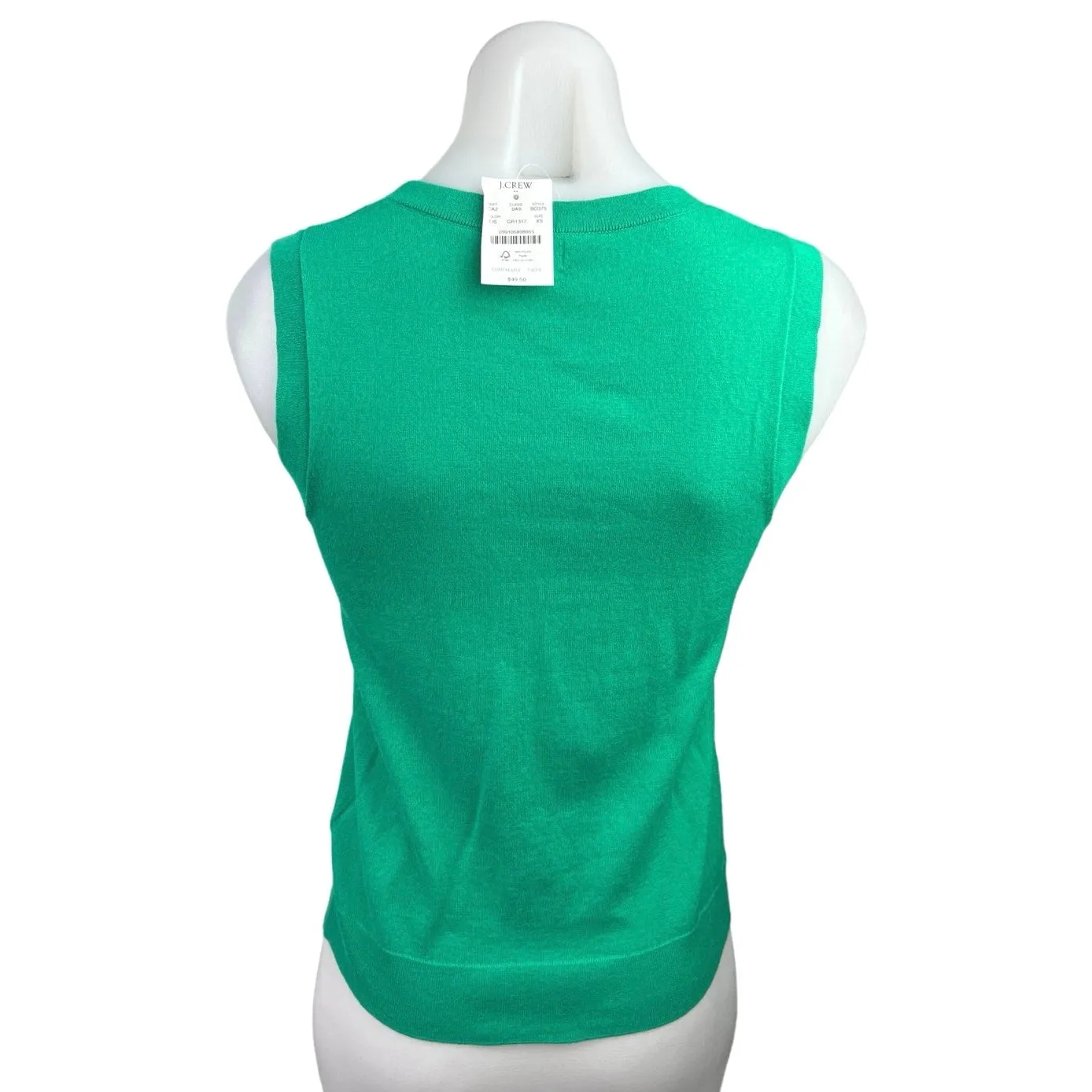 NEW J.Crew Green Sleeveless Pullover Crew Neck Shell Sweater Vest Tank Top Sz XS