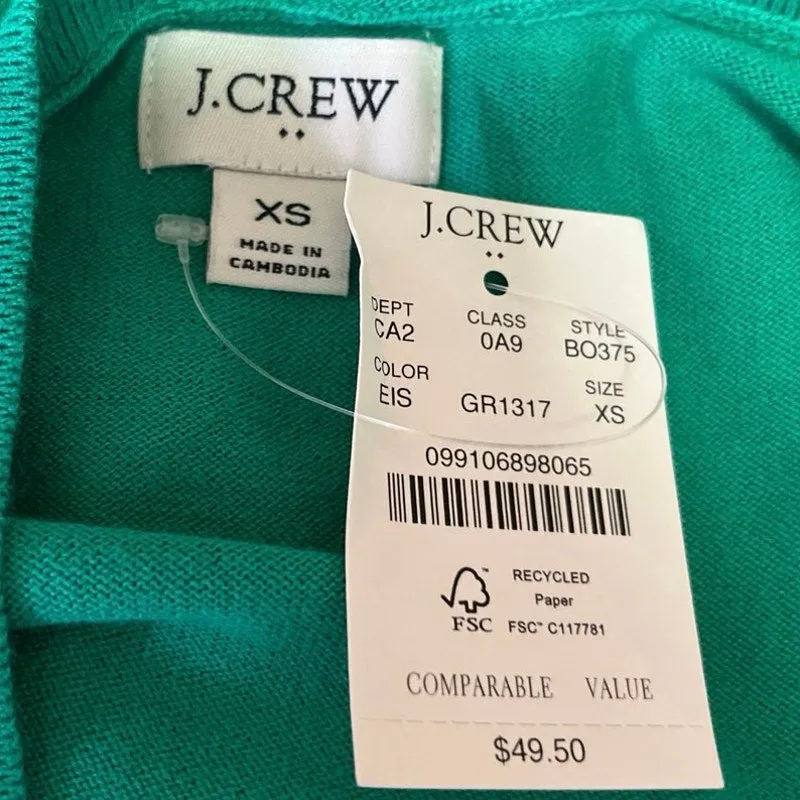 NEW J.Crew Green Sleeveless Pullover Crew Neck Shell Sweater Vest Tank Top Sz XS