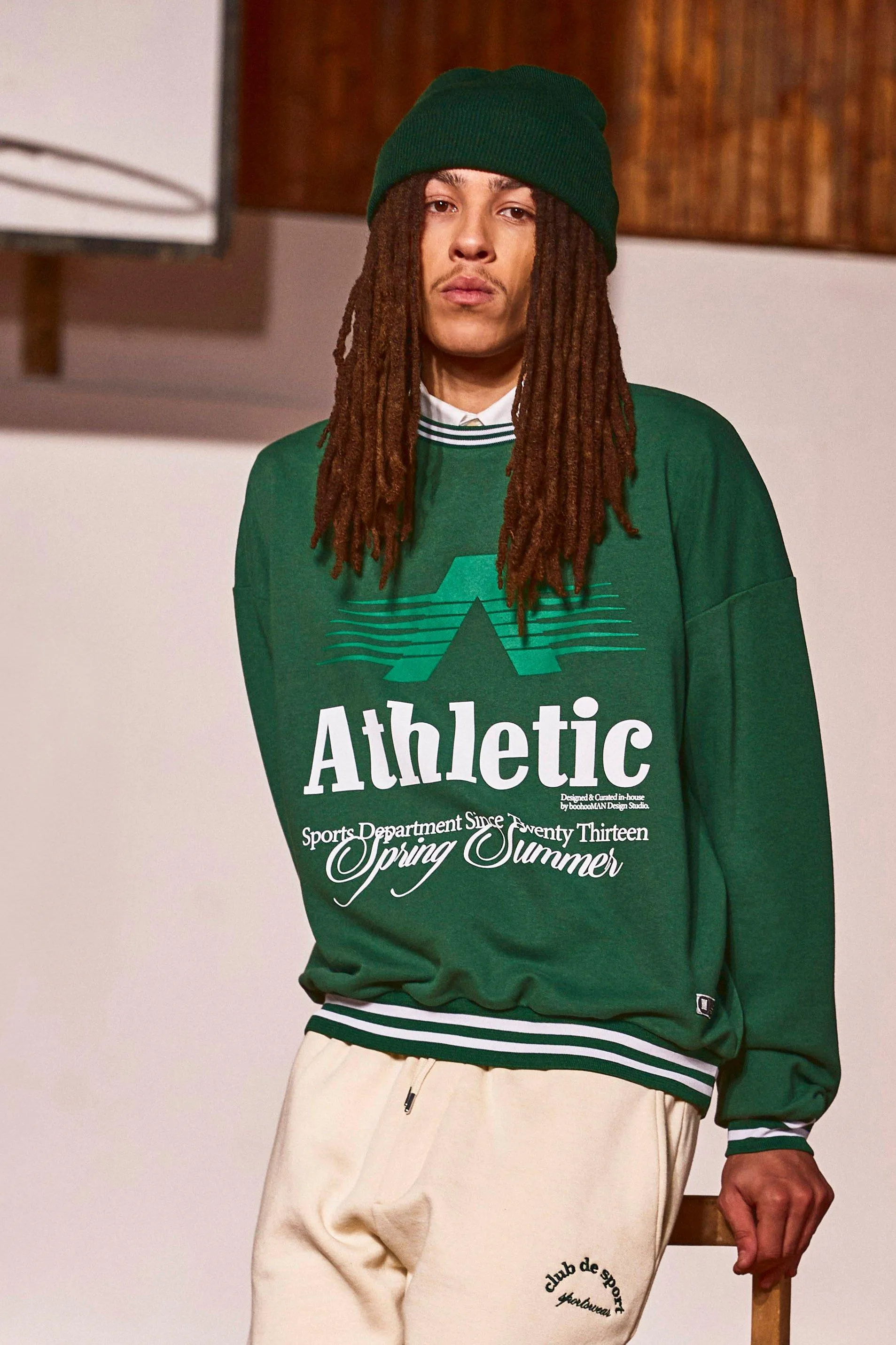 Oversized Athletic Sports Rib Sweater