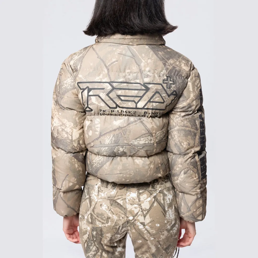 Patched Puffer Jacket - Khaki Hunting Camo