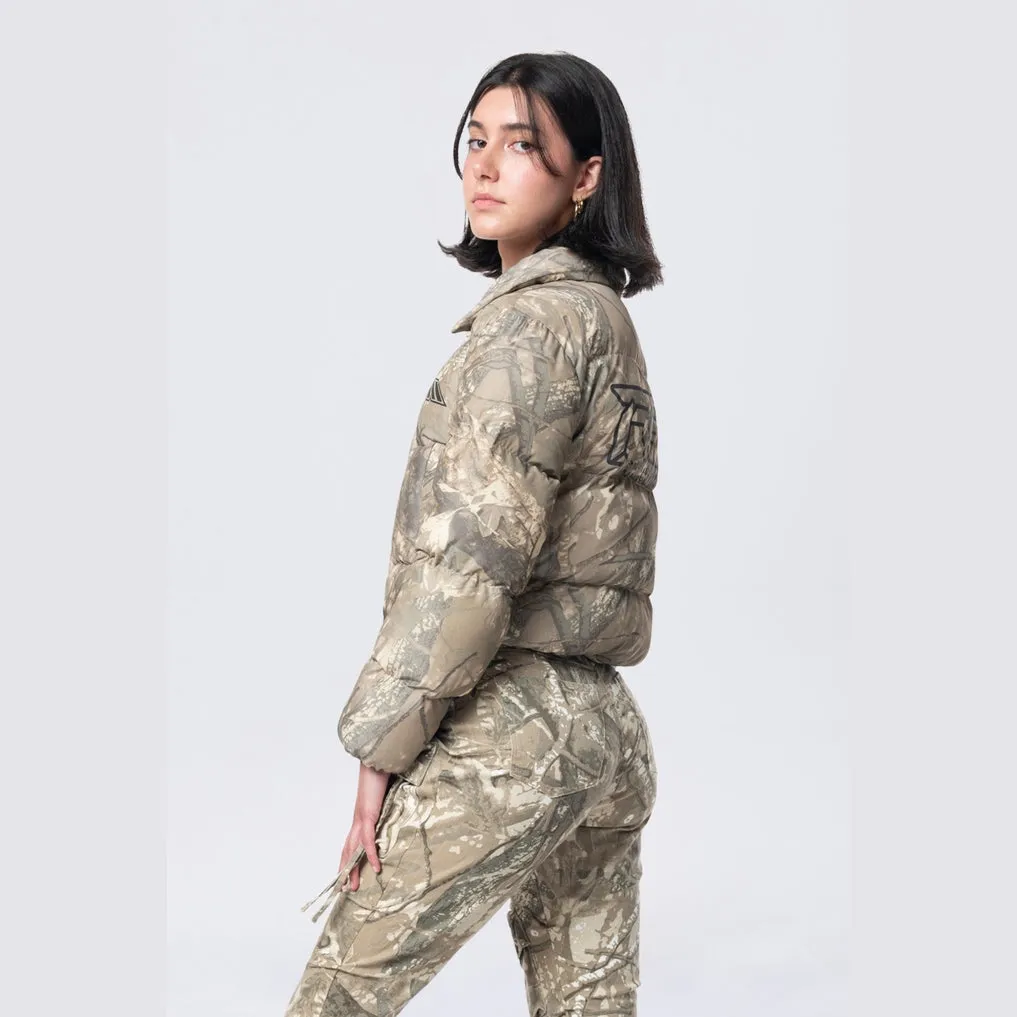 Patched Puffer Jacket - Khaki Hunting Camo