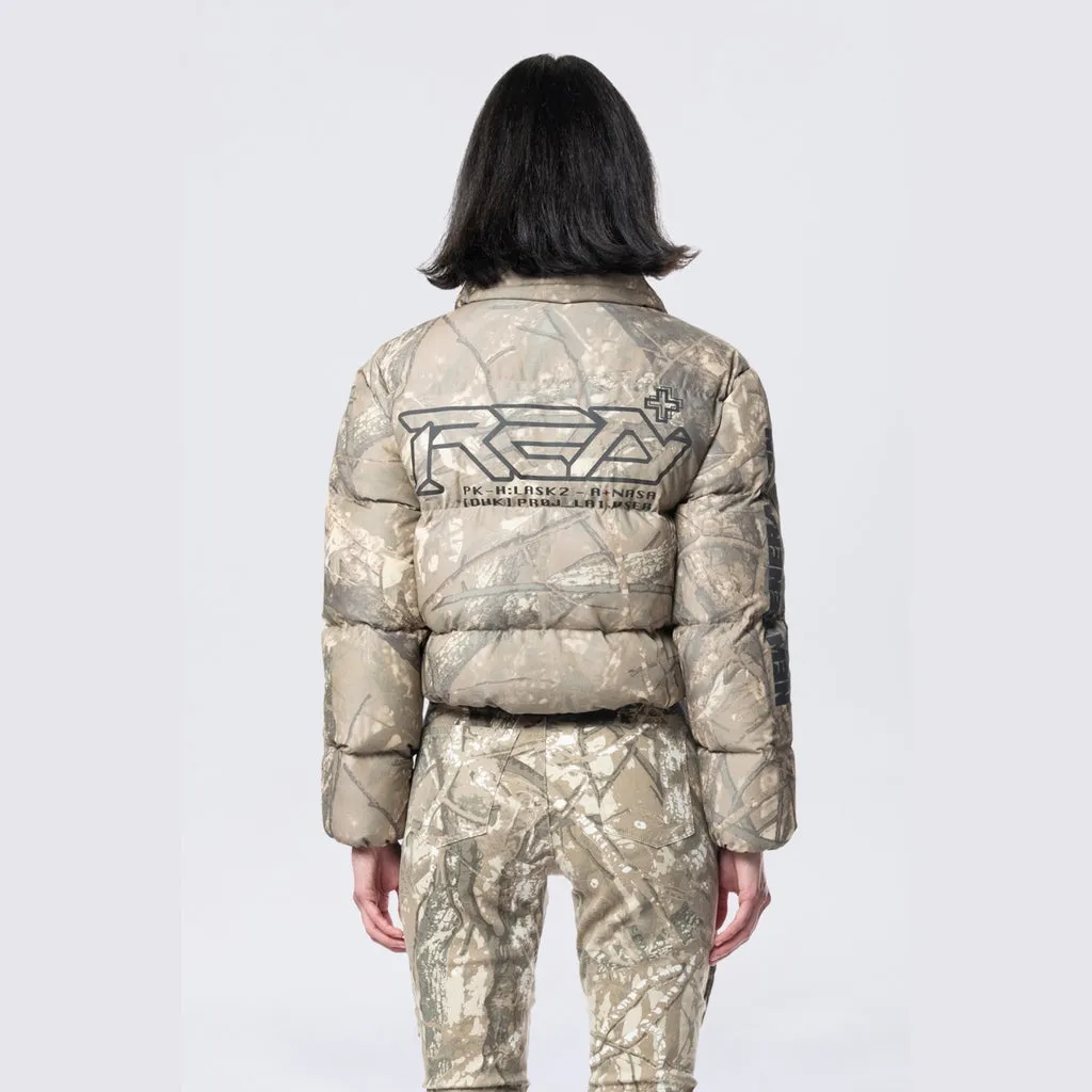 Patched Puffer Jacket - Khaki Hunting Camo