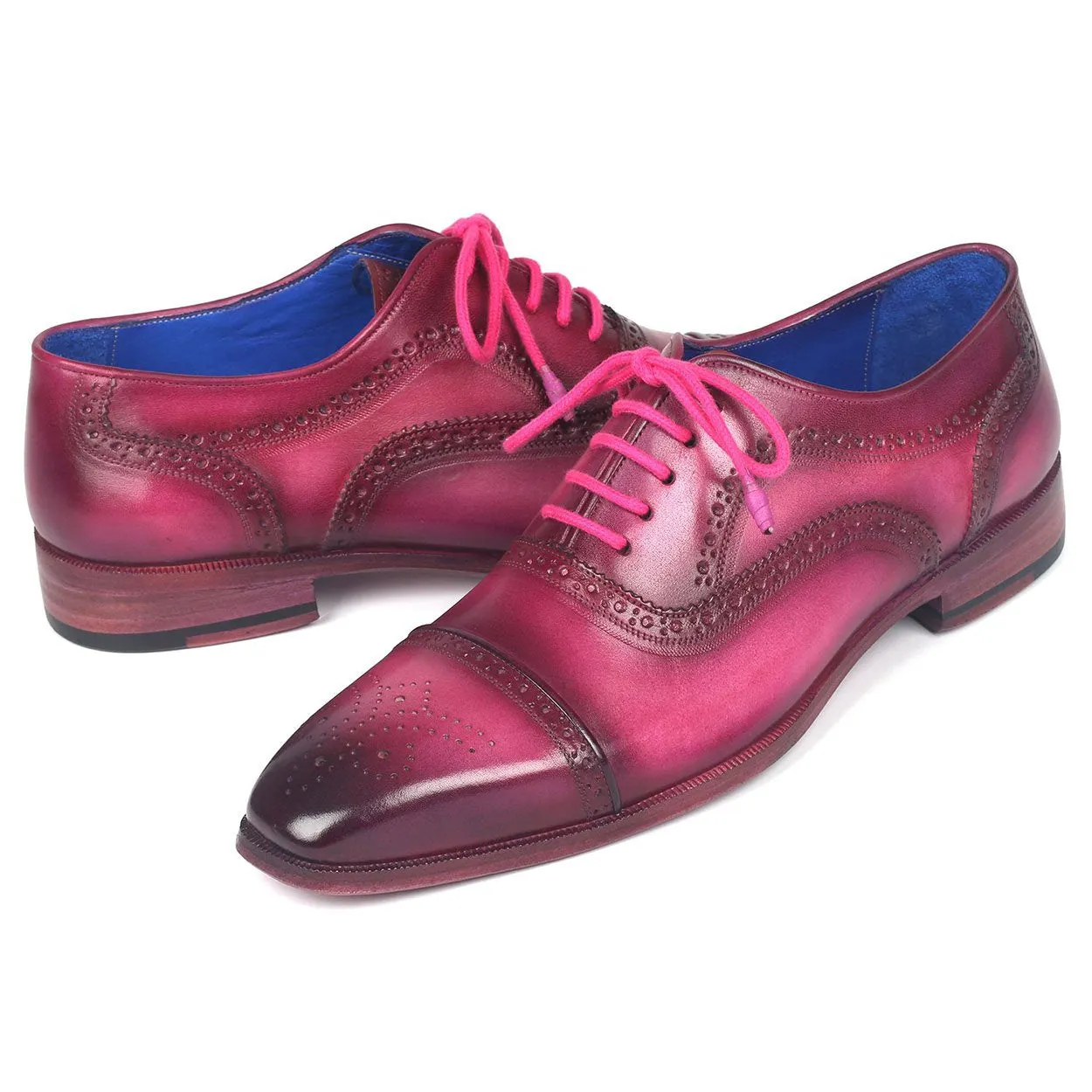 Paul Parkman 024-FUX Men's Shoes Fuxia Calf-Skin Leather Captoe Oxfords (PM6284)