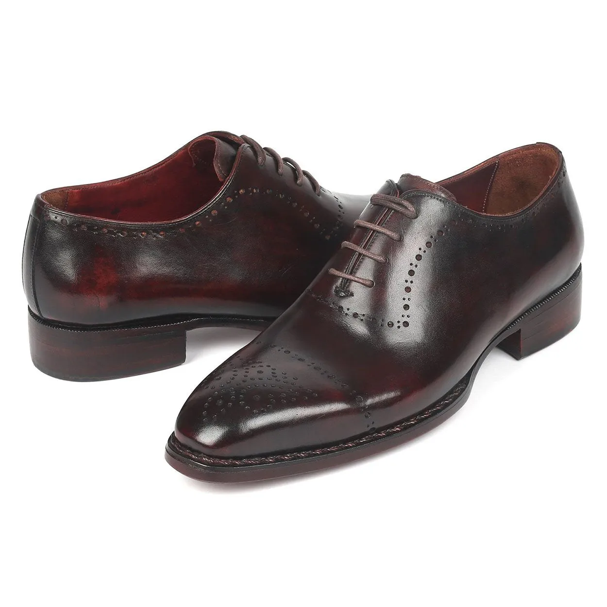 Paul Parkman 56BRD83 Men's Shoes Dark Bordeaux Calf-Skin Leather Gooyear Welted Oxfords (PM6272)