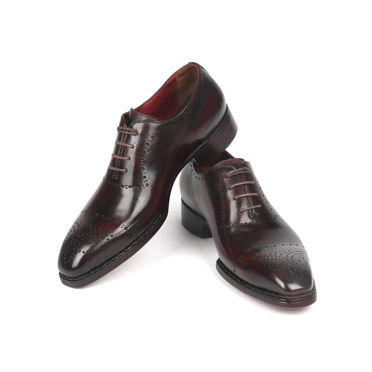 Paul Parkman 56BRD83 Men's Shoes Dark Bordeaux Calf-Skin Leather Gooyear Welted Oxfords (PM6272)