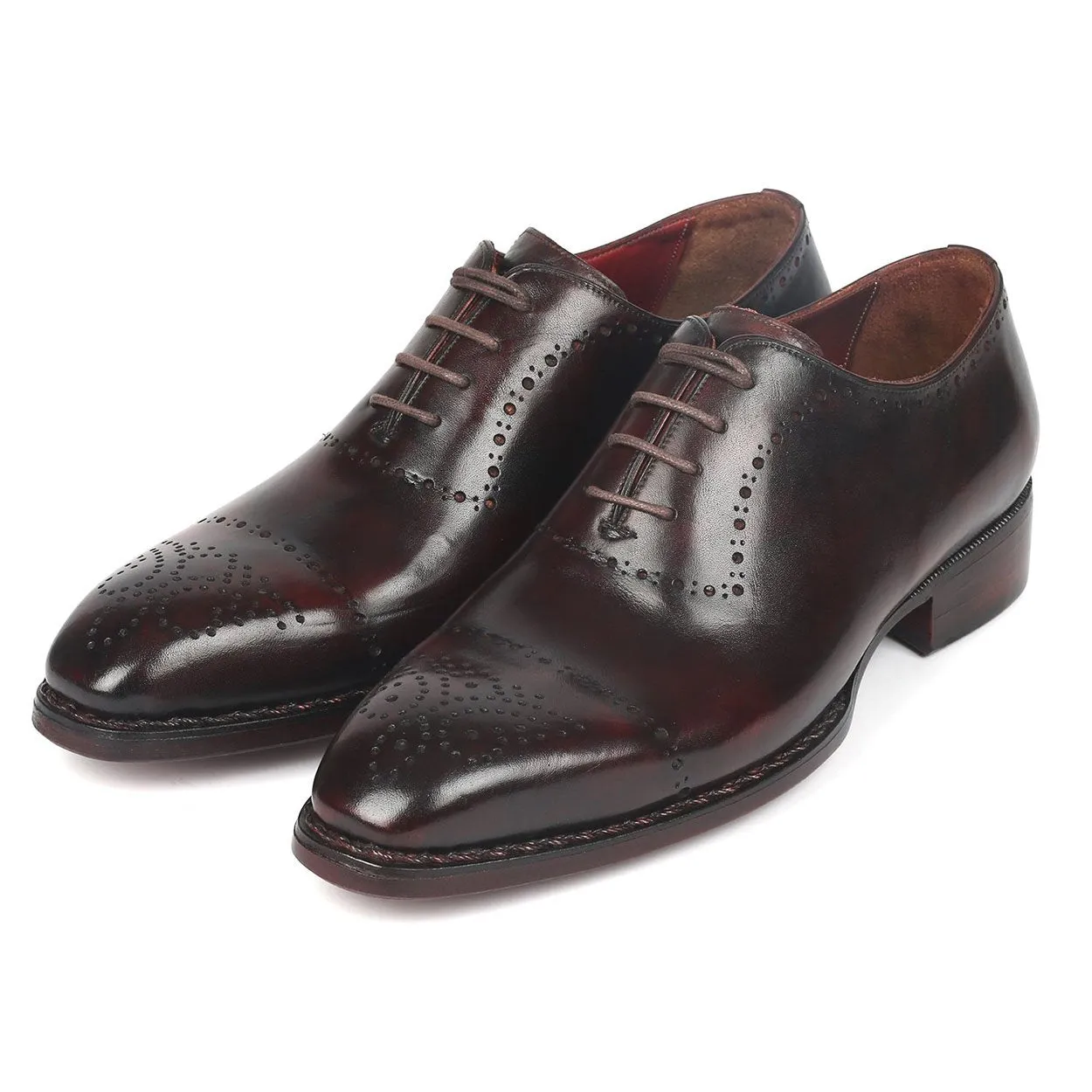 Paul Parkman 56BRD83 Men's Shoes Dark Bordeaux Calf-Skin Leather Gooyear Welted Oxfords (PM6272)