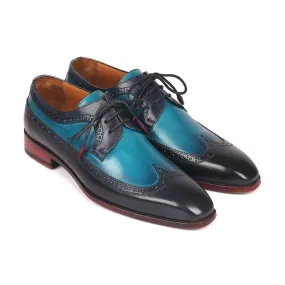 Paul Parkman 6931BLU Men's Shoes Blue Calf-Skin Leather Wing-tip Oxfords (PM6220)