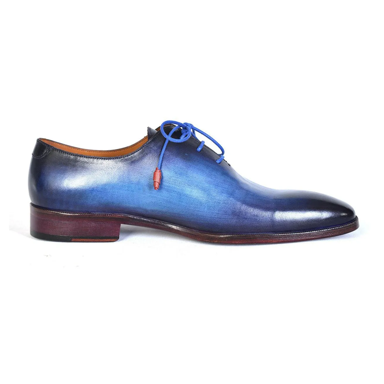 Paul Parkman 755-BLU Men's Shoes Blue Calf-Skin Leather Whole-Cut Oxfords (PM6304)