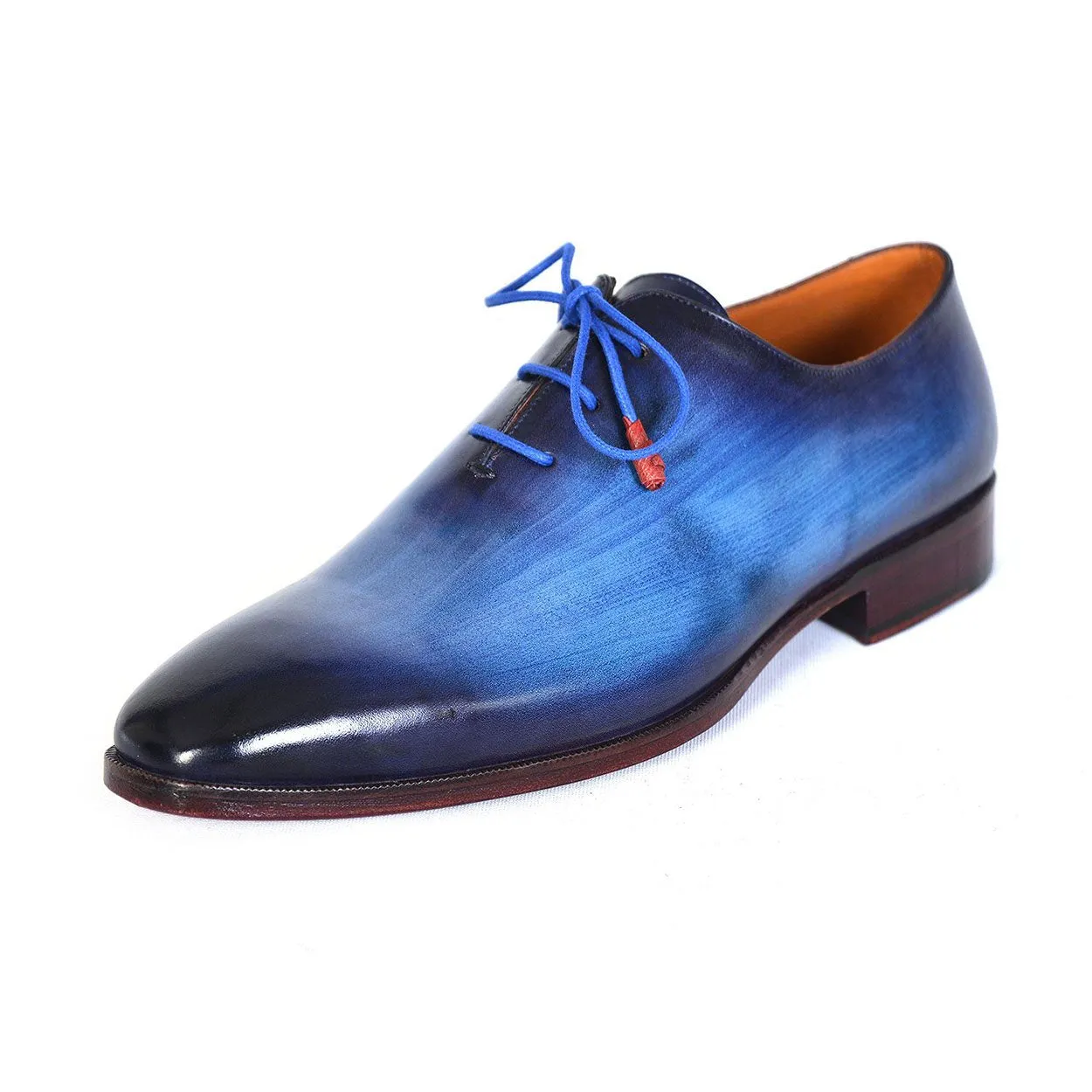 Paul Parkman 755-BLU Men's Shoes Blue Calf-Skin Leather Whole-Cut Oxfords (PM6304)