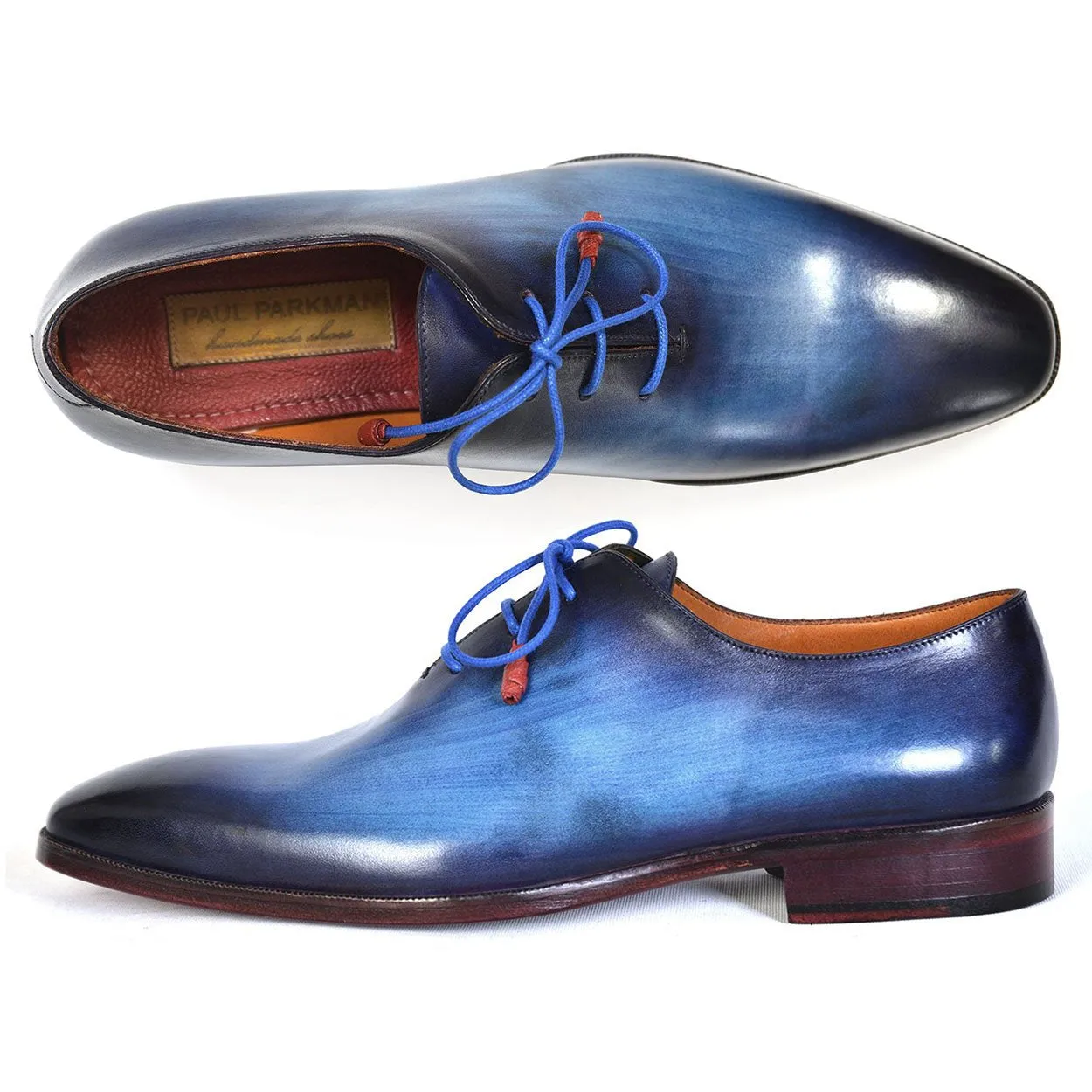 Paul Parkman 755-BLU Men's Shoes Blue Calf-Skin Leather Whole-Cut Oxfords (PM6304)