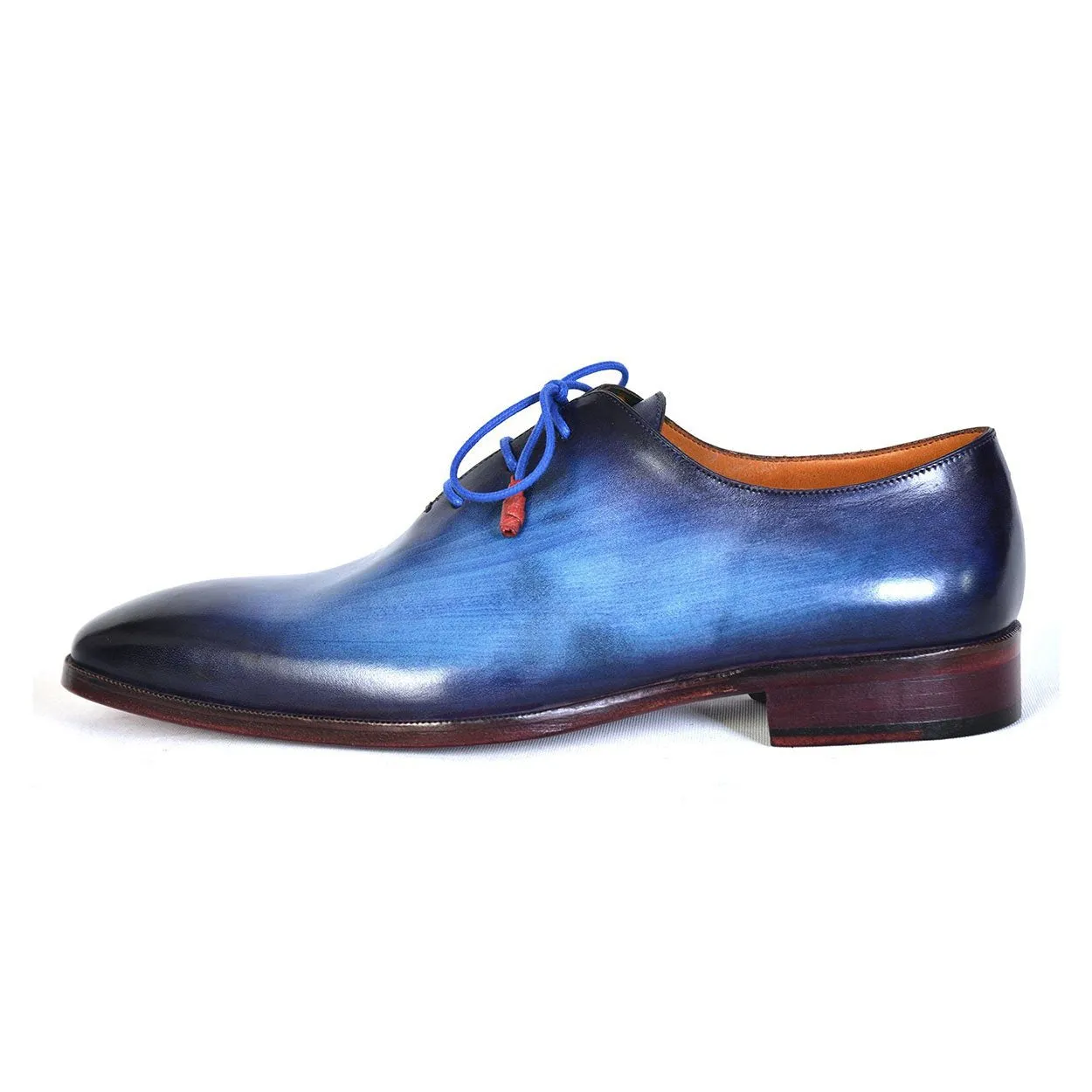 Paul Parkman 755-BLU Men's Shoes Blue Calf-Skin Leather Whole-Cut Oxfords (PM6304)